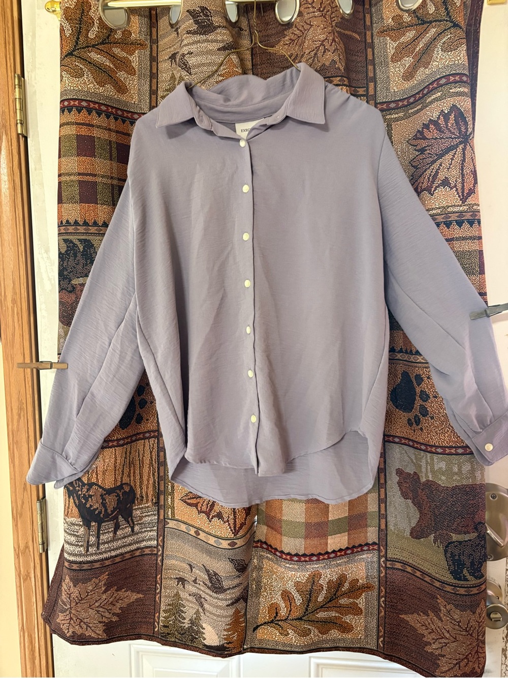 Women's Lavender Button-Front Relaxed Shirt